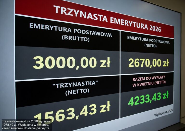 Trzynasta emerytura 2026 wyniesie 1978,49 zł. Wypłaty w kwietniu, część seniorów dostanie pieniądze przed Wielkanocą